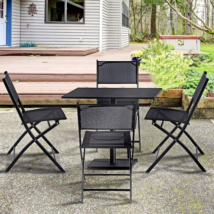 Giantex 4 PCS Folding Patio Chairs, Rust-Proof Steel Frame &amp; Space Saving (Black)