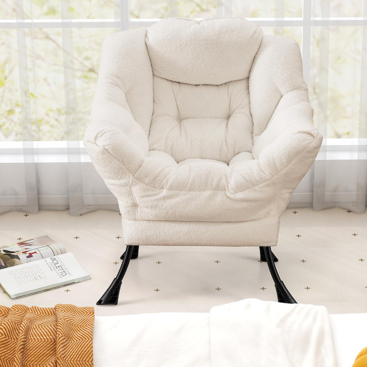Giantex Set of 1/2 Lazy Chairs, Modern Sherpa Accent Chair w/Upholstered Single Sofa Chair w/Armrests &amp; Side Pocket