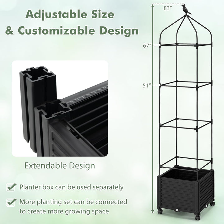 Giantex Raised Garden Bed with Tomato Cages, Obelisk &amp; Bird Top