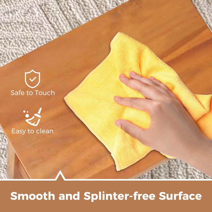 Giantex Teak Shower Bench, Waterproof Shower Stool for Shaving Legs &amp; Spa Bath, Smooth Seat
