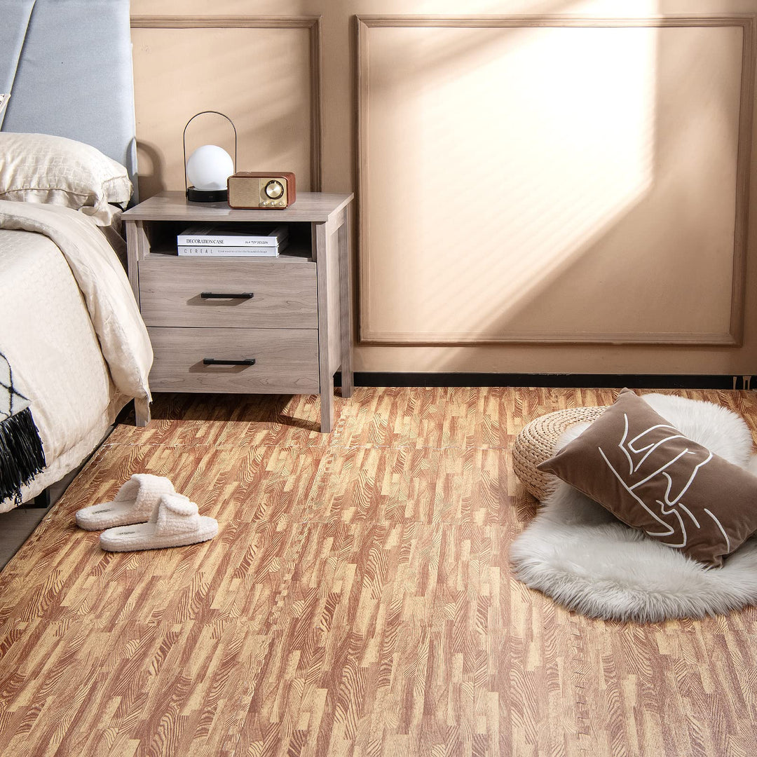 Giantex 100 Sq. Ft Wood Grain Floor Tiles Foam Mat, 25 PCS 24&