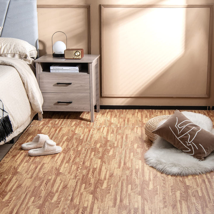 Giantex 100 Sq. Ft Wood Grain Floor Tiles Foam Mat, 25 PCS 24&