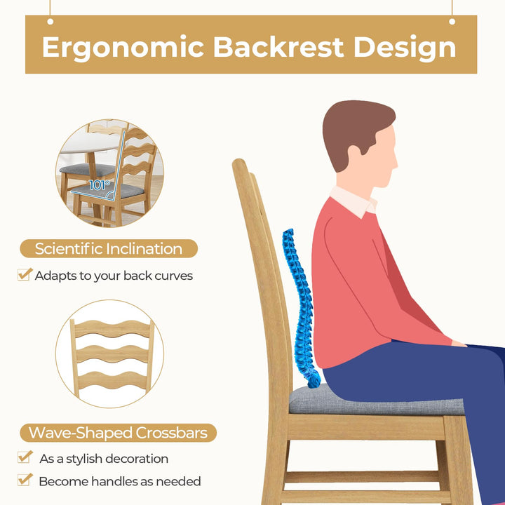 Giantex Wooden Dining Chairs Set of 2/4, Rubber Wood Kitchen Chair with Padded Seat &amp; Hollowed Backrest