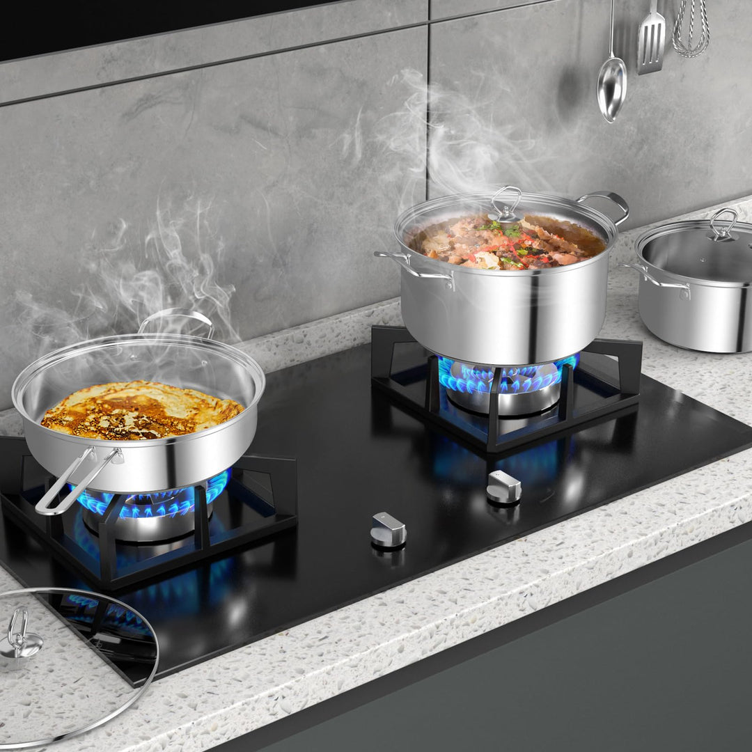 Giantex 12-Pcs Pots and Pans Set Non Stick, Non-toxic Kitchen Set w/Tempered Glass Lids &amp; Stay-Cool Handles