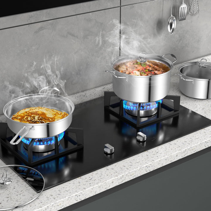 Giantex 12-Pcs Pots and Pans Set Non Stick, Non-toxic Kitchen Set w/Tempered Glass Lids &amp; Stay-Cool Handles