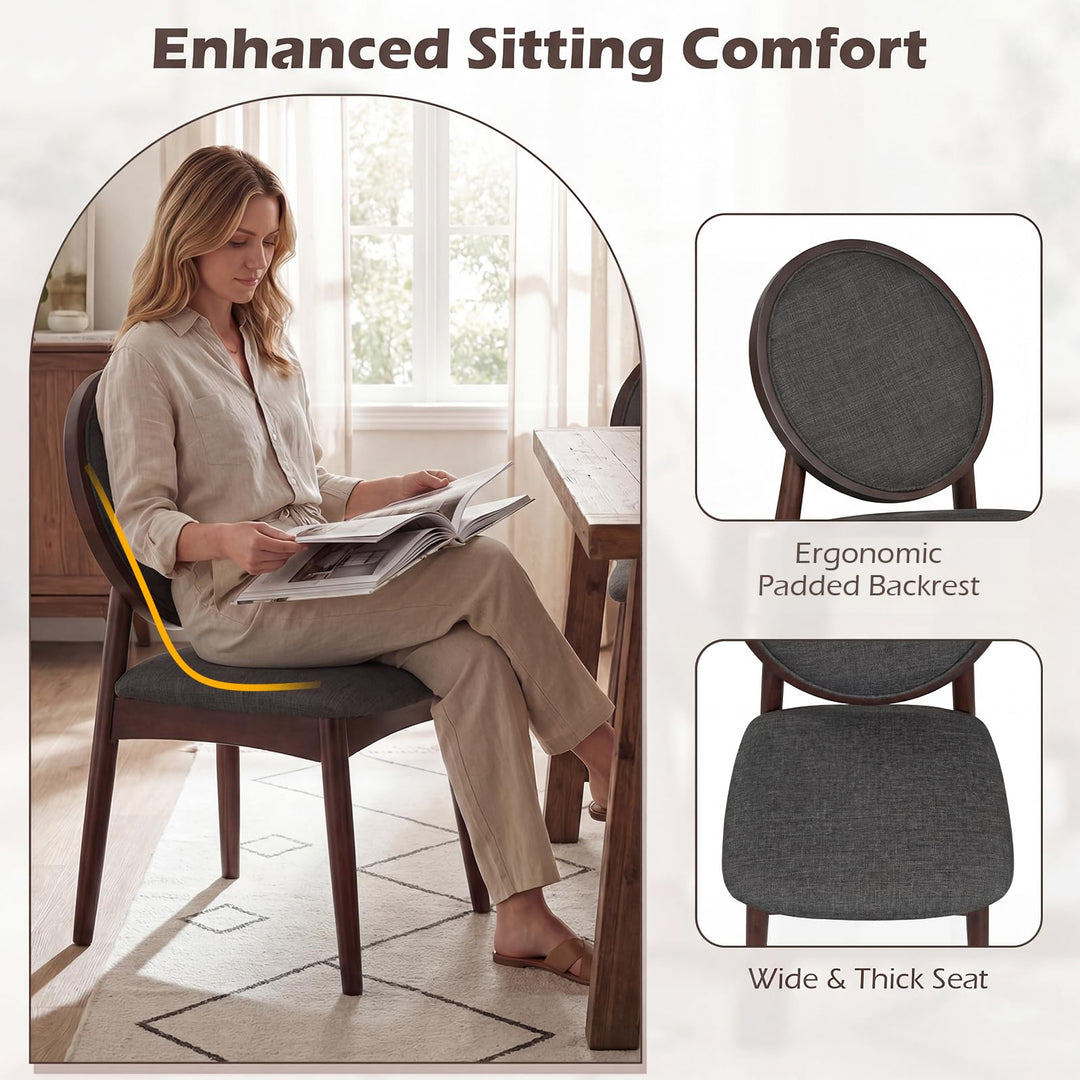 Giantex Set of 2/4 Upholstered Linen Fabric Kitchen Side Chairs with Padded Seat