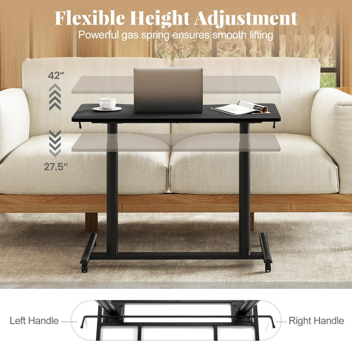Giantex Mobile Standing Desk Height Adjustable Computer Desk with Wheels &amp; Aluminum Frame