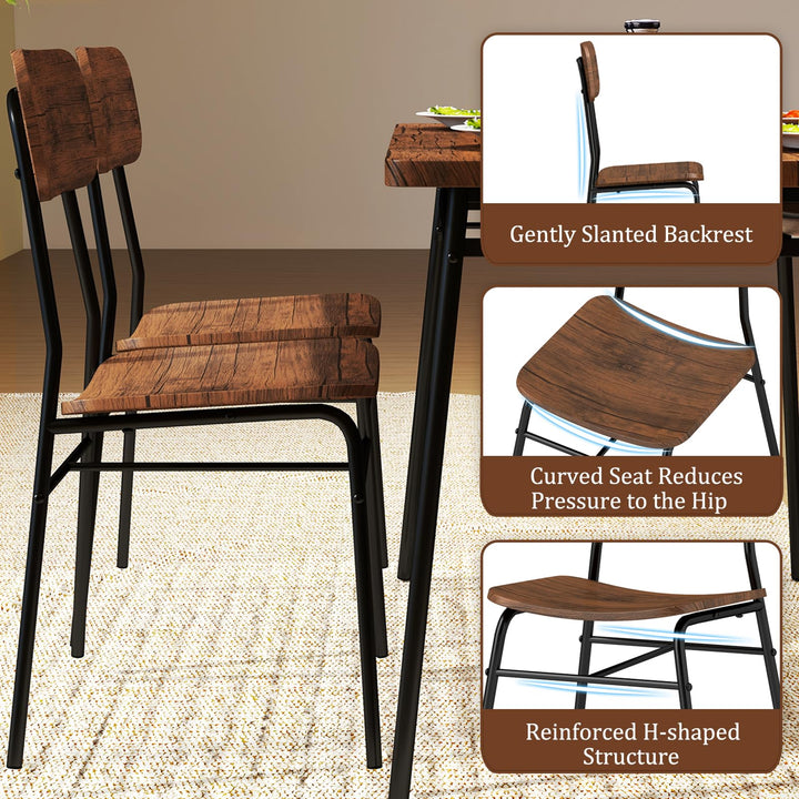 Giantex Dining Table Set for 4, Kitchen Table with Bench &amp; 2 Chairs, Storage &amp; Metal Frame