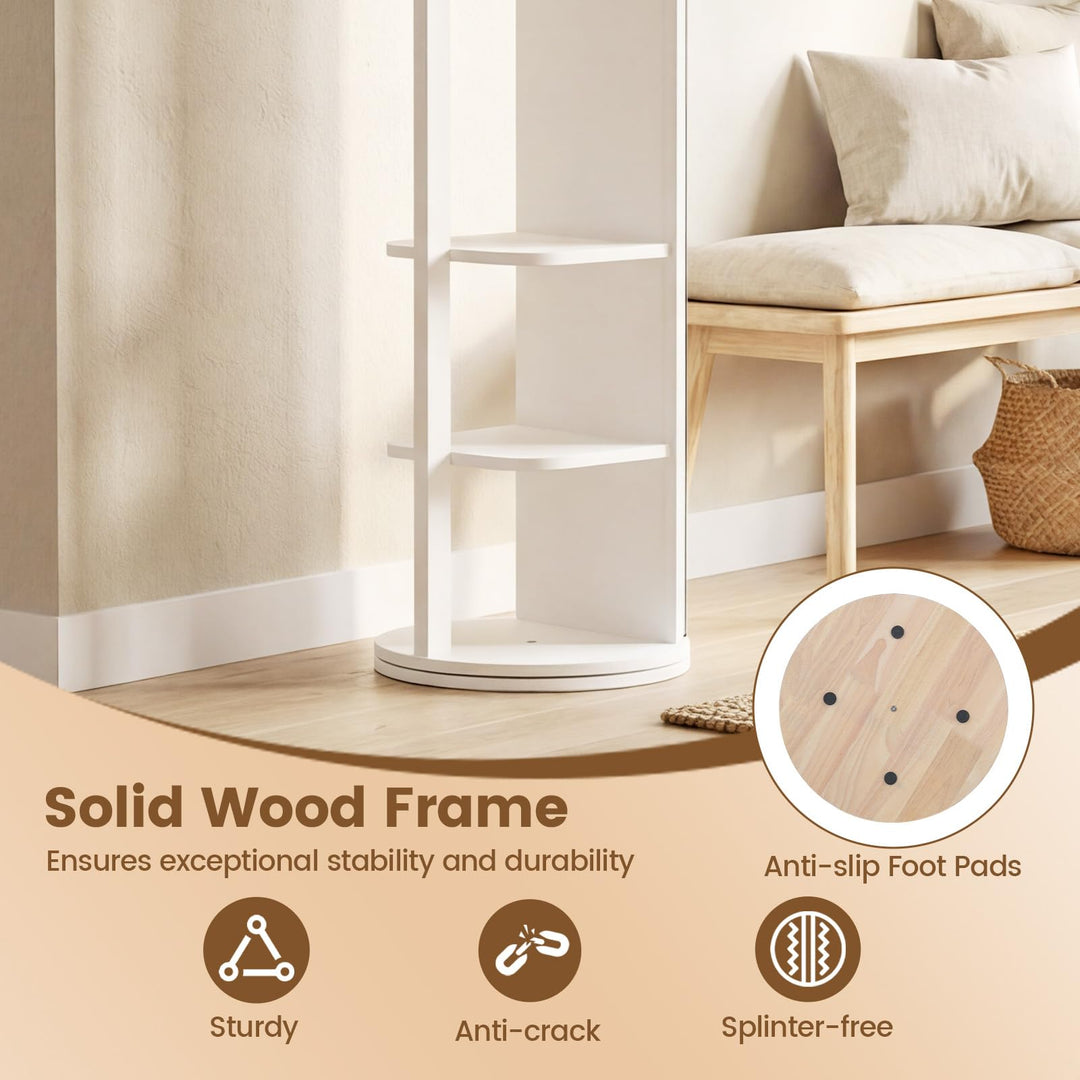 CHARMAID 65.5" Wood Floor Standing Mirror with Clothes Rod