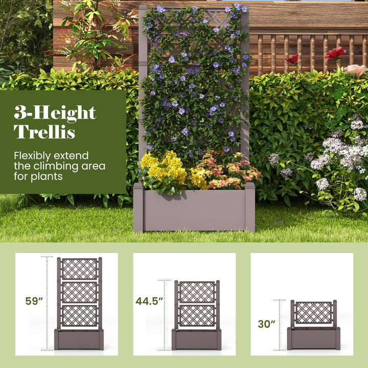 Giantex Raised Garden Bed with Trellis 59”, Self-Watering Planter Box with Water Level Indicator &amp; Removable Space Dividers