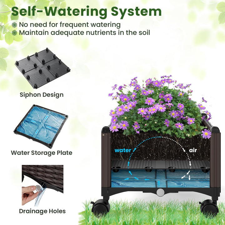 Giantex Raised Garden Bed with Wheels &amp; Tomato Cage
