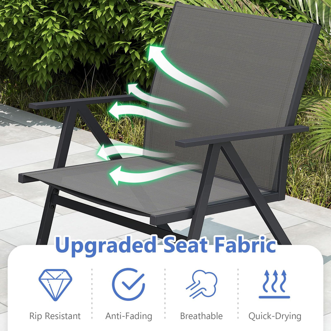 Giantex All Weather Outdoor Dining Chairs w/Sturdy Metal Frame &amp; Breathable Seat Back