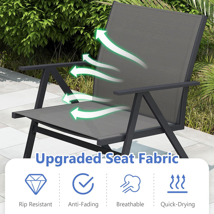 Giantex All Weather Outdoor Dining Chairs w/Sturdy Metal Frame &amp; Breathable Seat Back