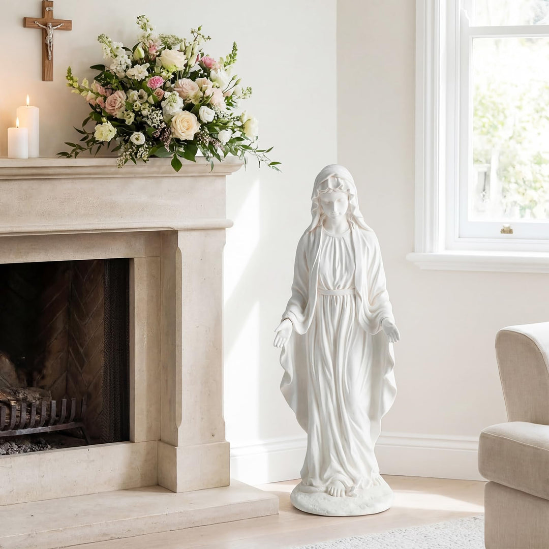 Giantex Virgin Mary Garden Statue 29.5" | Blessed Mother Outdoor Religious Statue with Serpent