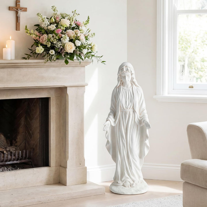 Giantex Virgin Mary Garden Statue 29.5" | Blessed Mother Outdoor Religious Statue with Serpent