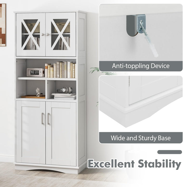 Giantex 57" Tall Bathroom Cabinet, Storage Cabinet with Acrylic Doors &amp; Adjustable Shelves