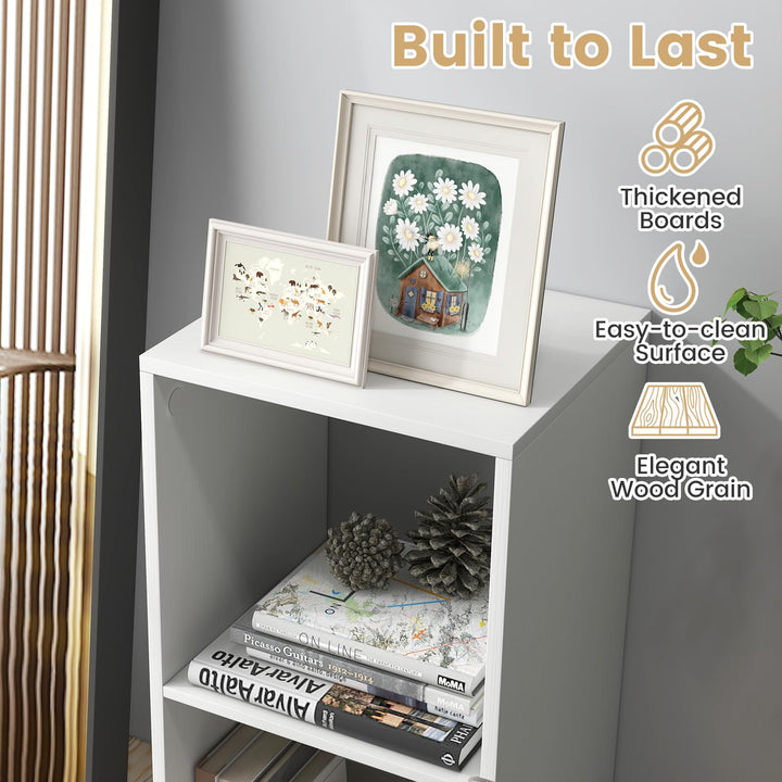Giantex 2-Cube Bookcase, White Cubby Bookshelf w/Back Guardrail &amp; Anti-Tipping Kits