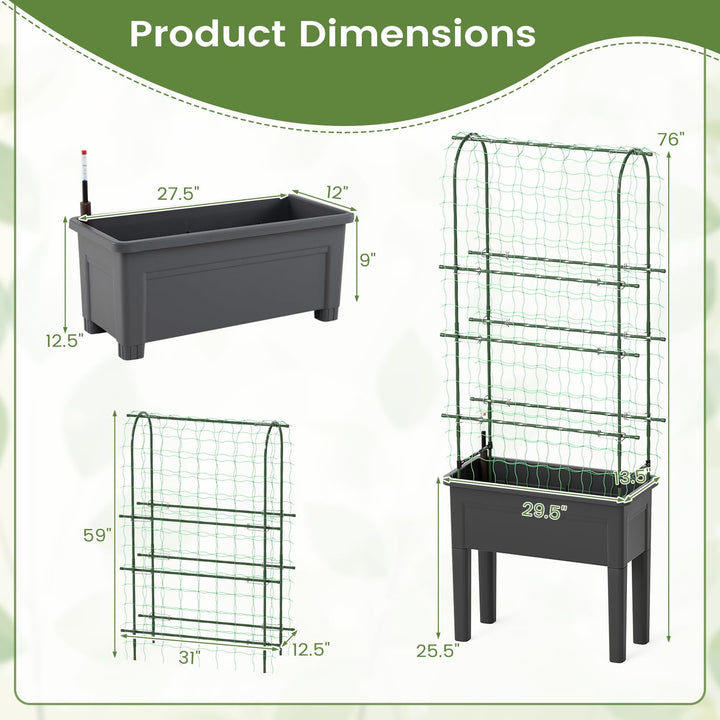 Giantex Raised Garden Bed with Legs and Trellis for Climbing Plants