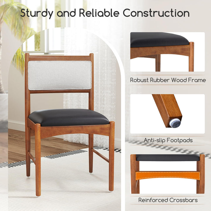 Giantex Wooden Dining Chairs, Upholstered Kitchen Chairs w/Rubber Wood Frame &amp; Faux Leather Padded Seat