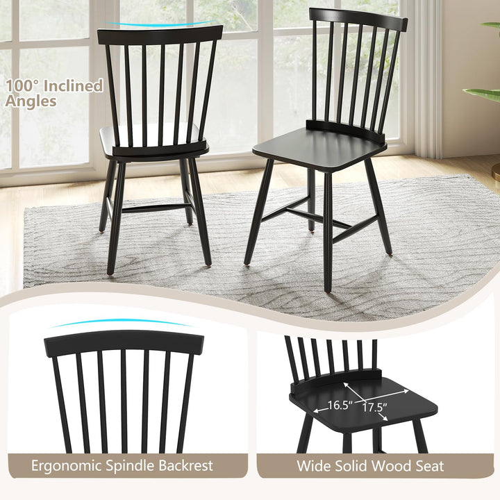 Giantex Windsor Dining Chairs Set of 2/4 Black, w/Wide Seat &amp; Spindle Back, Max Load 400 Lbs