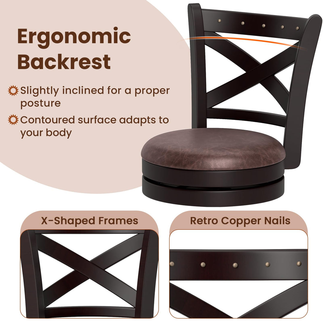 Giantex 26" Swivel Bar Stools with Backs &amp; Upholstered Faux Leather Seat