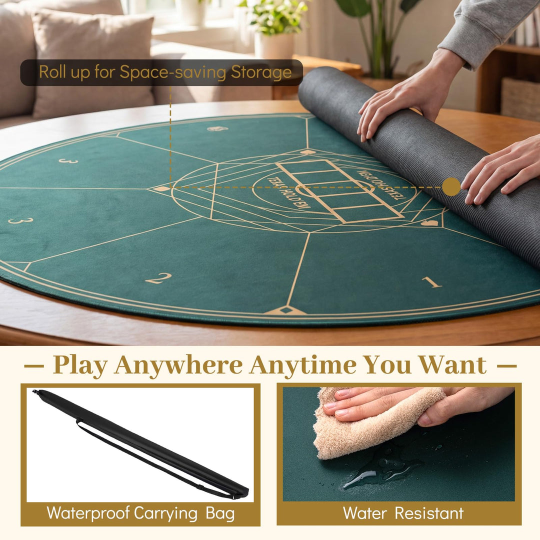 Giantex 8 Player Foldable Texas Holdem Poker Mat with Carrying Bag