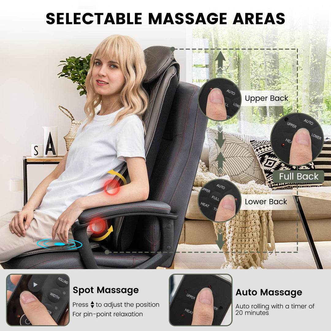 Giantex Back Massager Chair Pad - Massage Seat Cushion with Heat &amp; Vibration