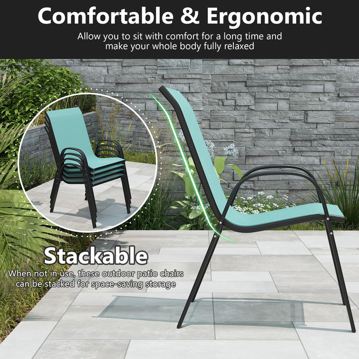 Giantex Stackable Outdoor Dining Chairs with Breathable &amp; Quick-Dry Fabric &amp; Armrests for All Weather