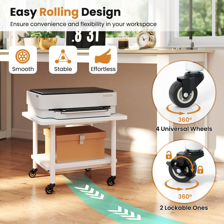 Giantex 2 Tier Mobile Printer Table with Storage Shelf