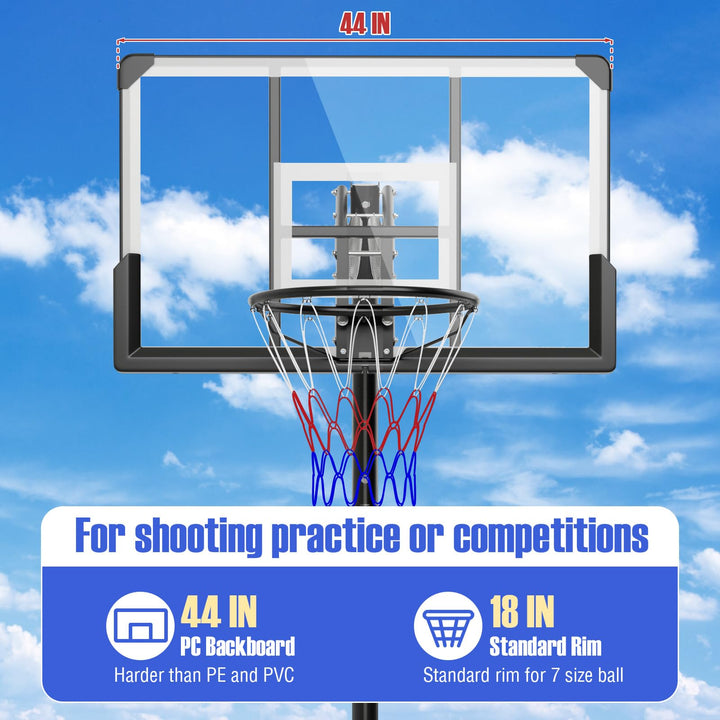 Giantex 4.9-10 Feet Height Adjustable Portable Basketball Hoop Basketball Goal System