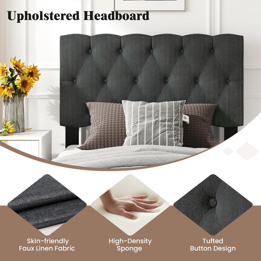 Modern Queen/Full/Twin Size Upholstered Platform Bed Frame with Diamond Tufting Headboard