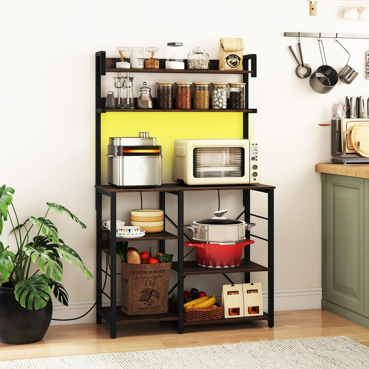 Giantex Bakers Rack with Power Outlet and LED Lights