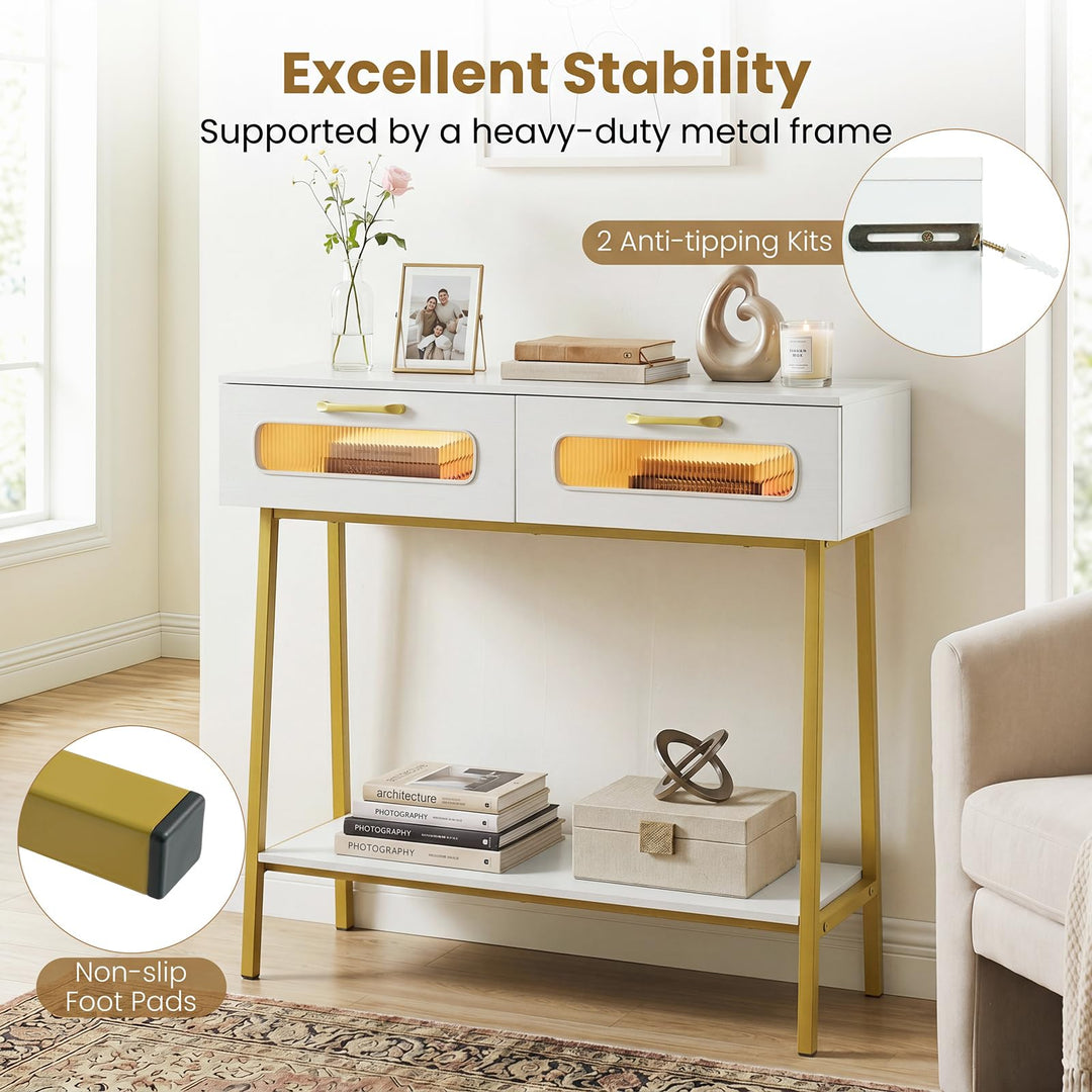 Giantex Console Table with LED Lights for Living Room Hallway Entrance
