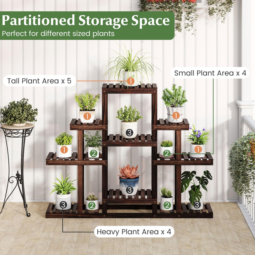 Giantex Plant Stand Indoor &amp; Outdoor 6 Tier Wood Flower Pot Stand for Multiple Plants