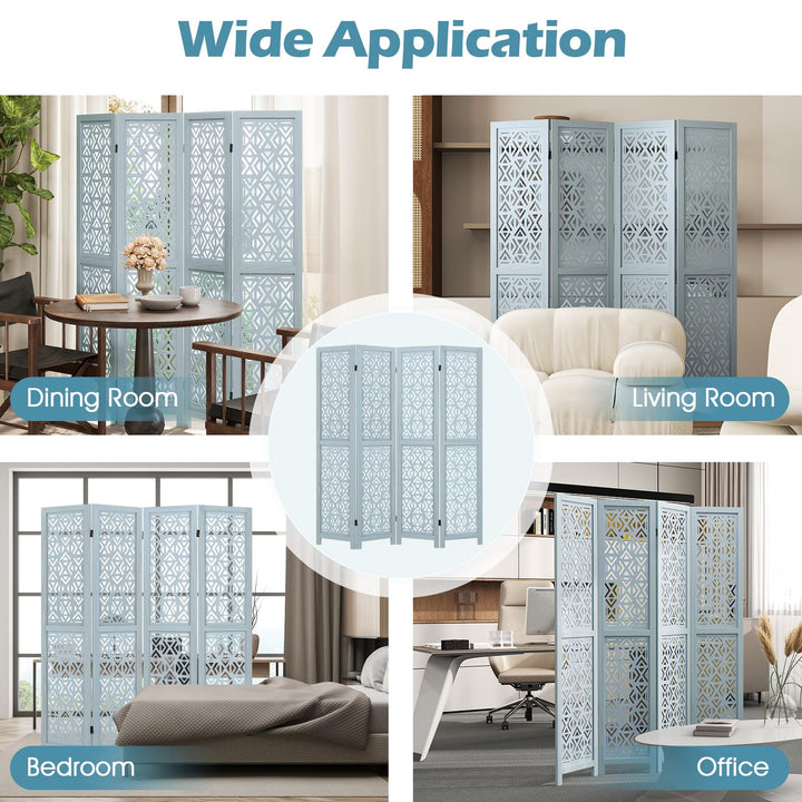Giantex Room Divider 4/6 Panels - Boho Room Dividers with Carved Cutout Pattern &amp; Solid Wood Frame, Fully Assembled