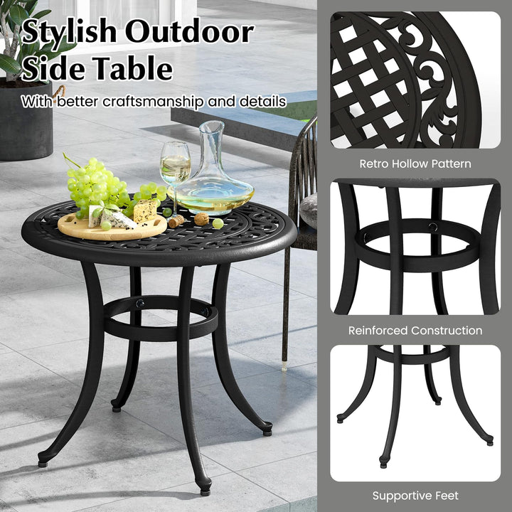 Giantex Patio Bistro Table | 24” Cast Aluminum Round Side Table for Porch