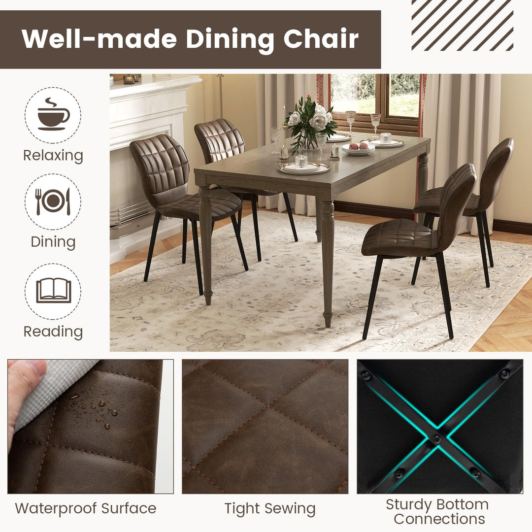 Giantex Upholstered Dining Chairs, Mid Century Retro Kitchen Chairs w/Padded Back &amp; Seat
