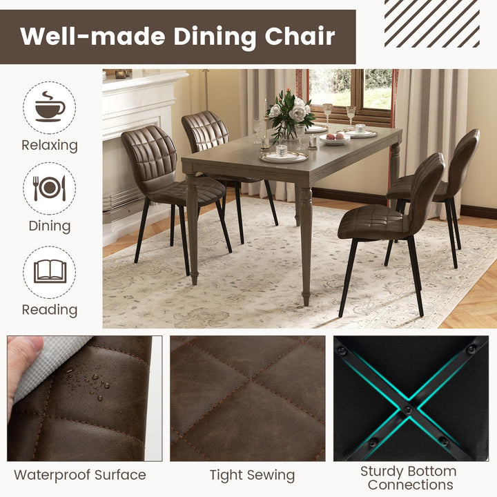 Giantex Upholstered Dining Chairs, Mid Century Retro Kitchen Chairs w/Padded Back &amp; Seat