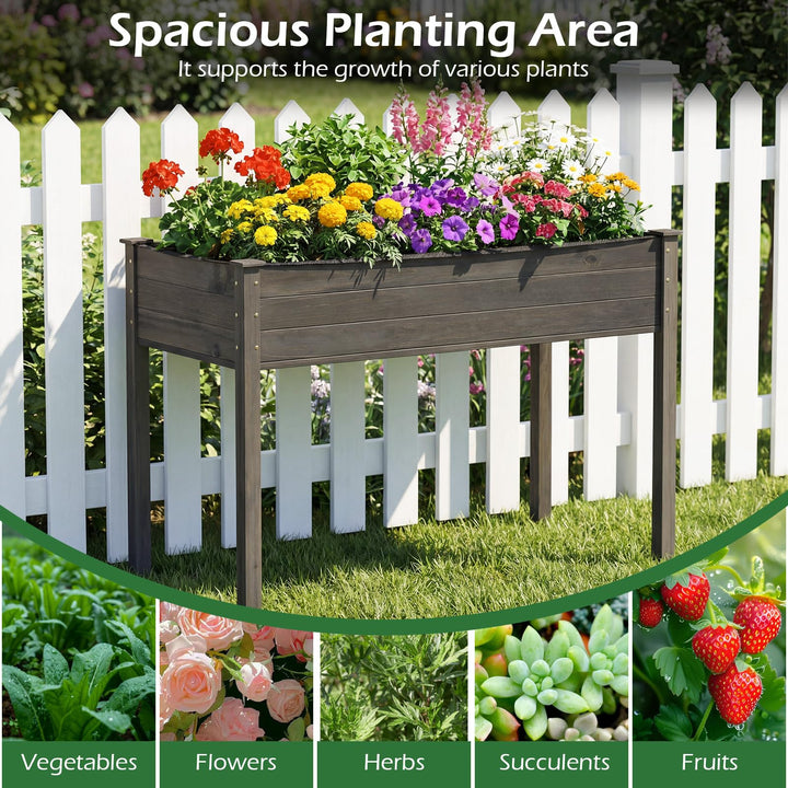 Giantex Solid Pine Wood Planter Box w/Legs