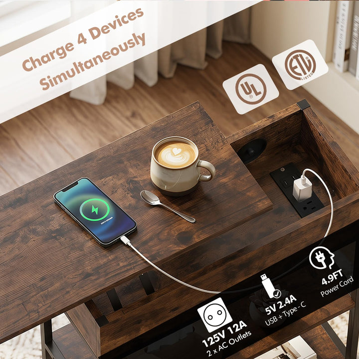 Giantex End Table with Charging Station - Lift Top Narrow Side Table (1/2)