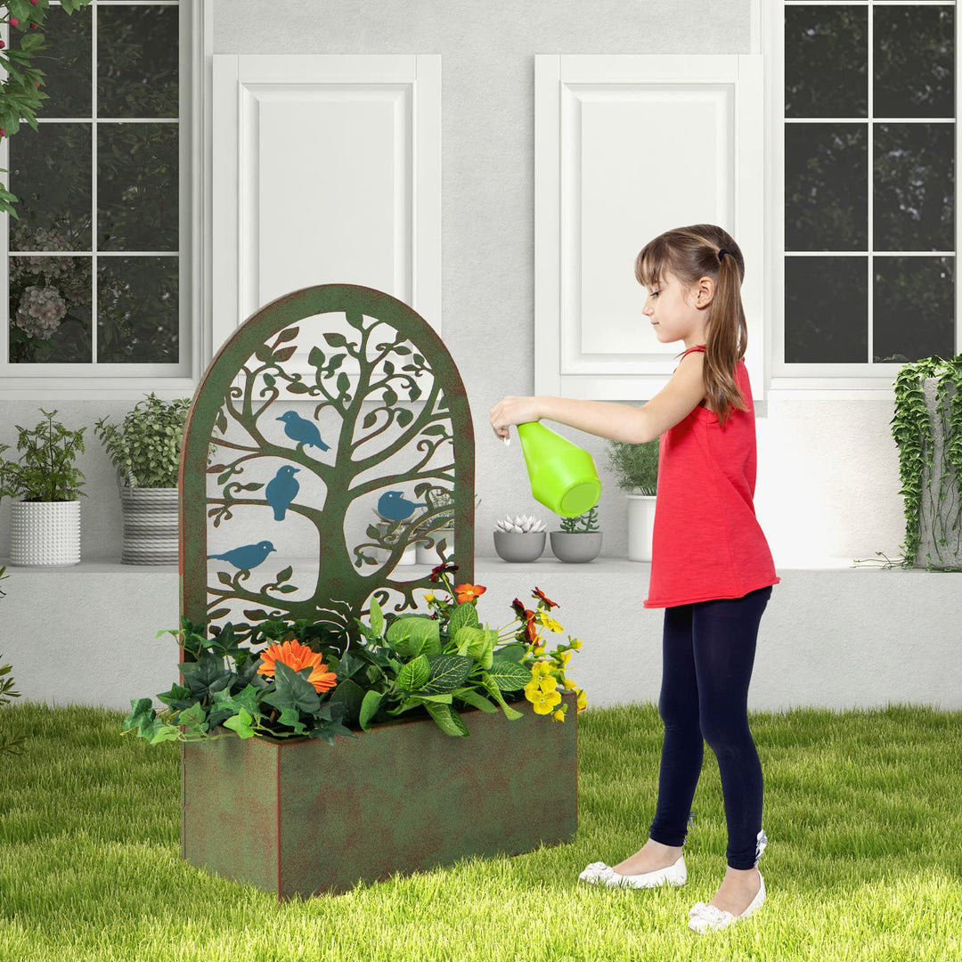 Giantex Raised Garden Bed Set of 2 - Wall-Mounted &amp; Freestanding Decorative Planter Boxes with Trellises
