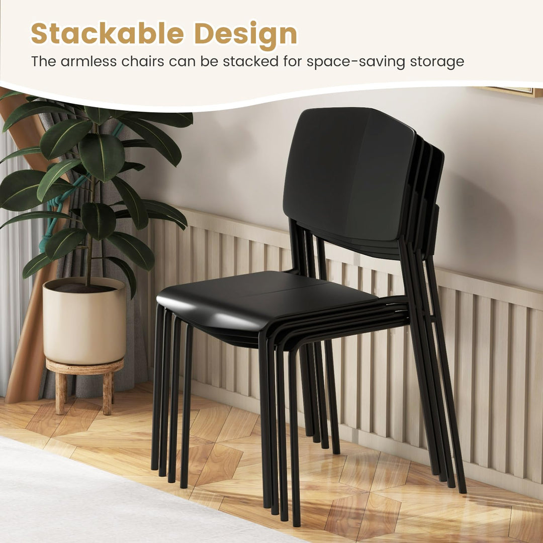 Giantex Stackable Dining Chairs Set, Modern Kitchen Chairs w/Metal Legs &amp; Curved Back, Load up to 350 LBS