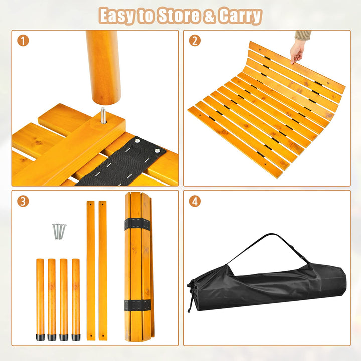 Giantex Portable Camping Table, Folding Picnic Table with Carrying Bag &amp; Roll-up Tabletop