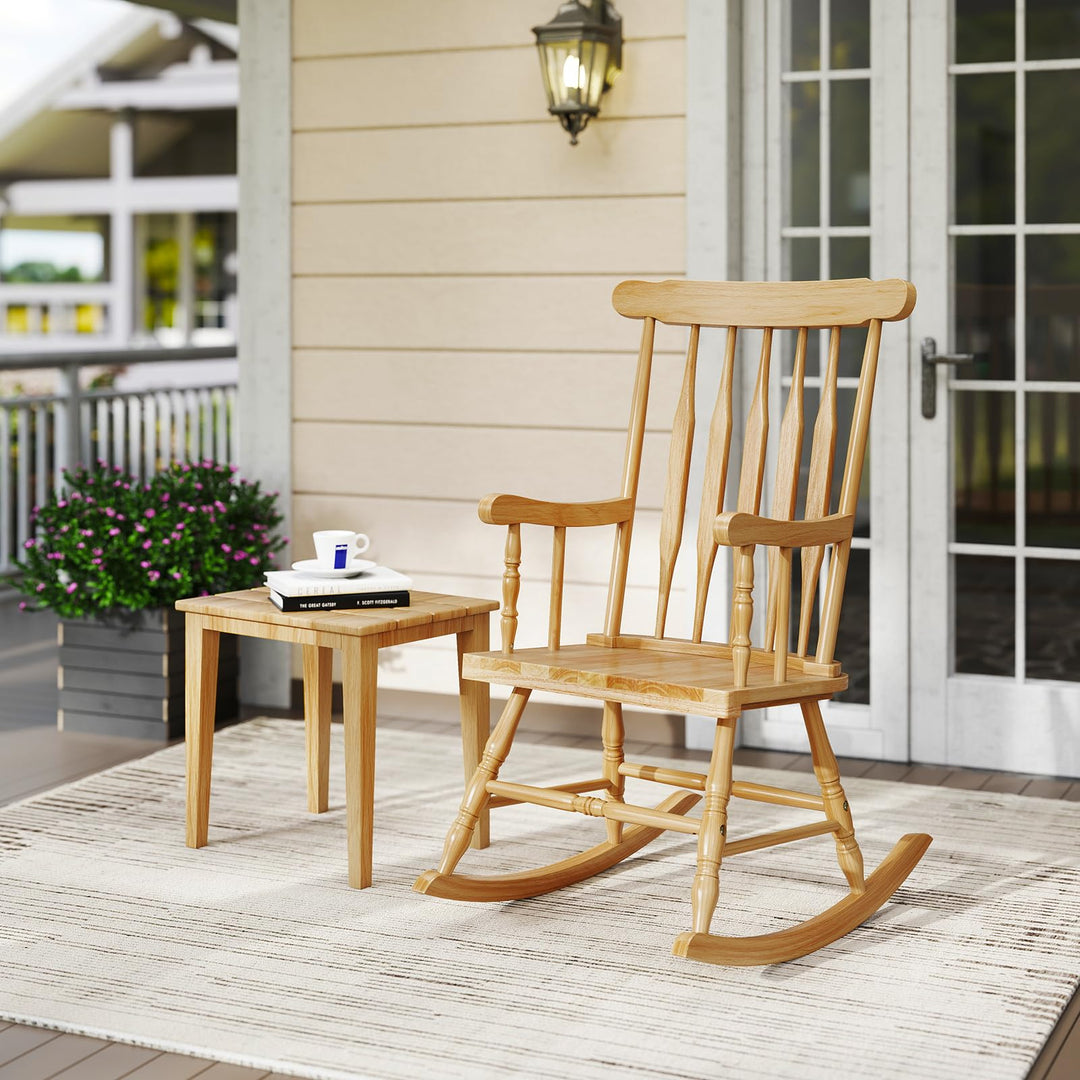 Giantex Patio Rocking Chair with Solid Rubber Wood Frame