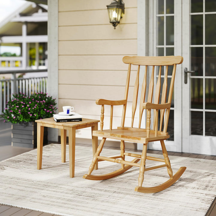 Giantex Patio Rocking Chair with Solid Rubber Wood Frame