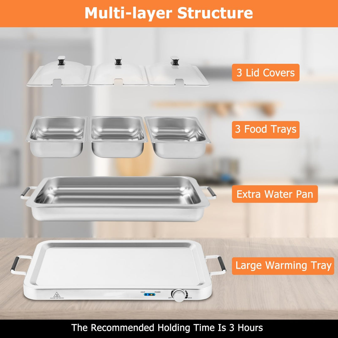 Giantex Buffet Server &amp; Electric Food Warmer, 2-in-1 Food Warming Tray, Adjustable Temperature