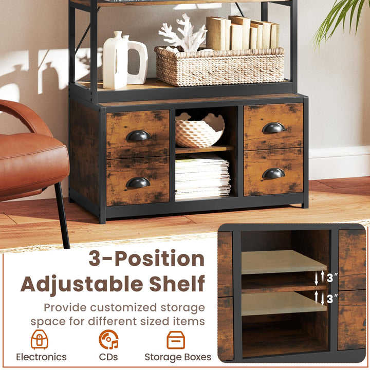 Giantex 8-Tier Bookshelf with Storage, 79" Freestanding Bookcase with 4 Fabric Drawers &amp; Adjustable Shelf