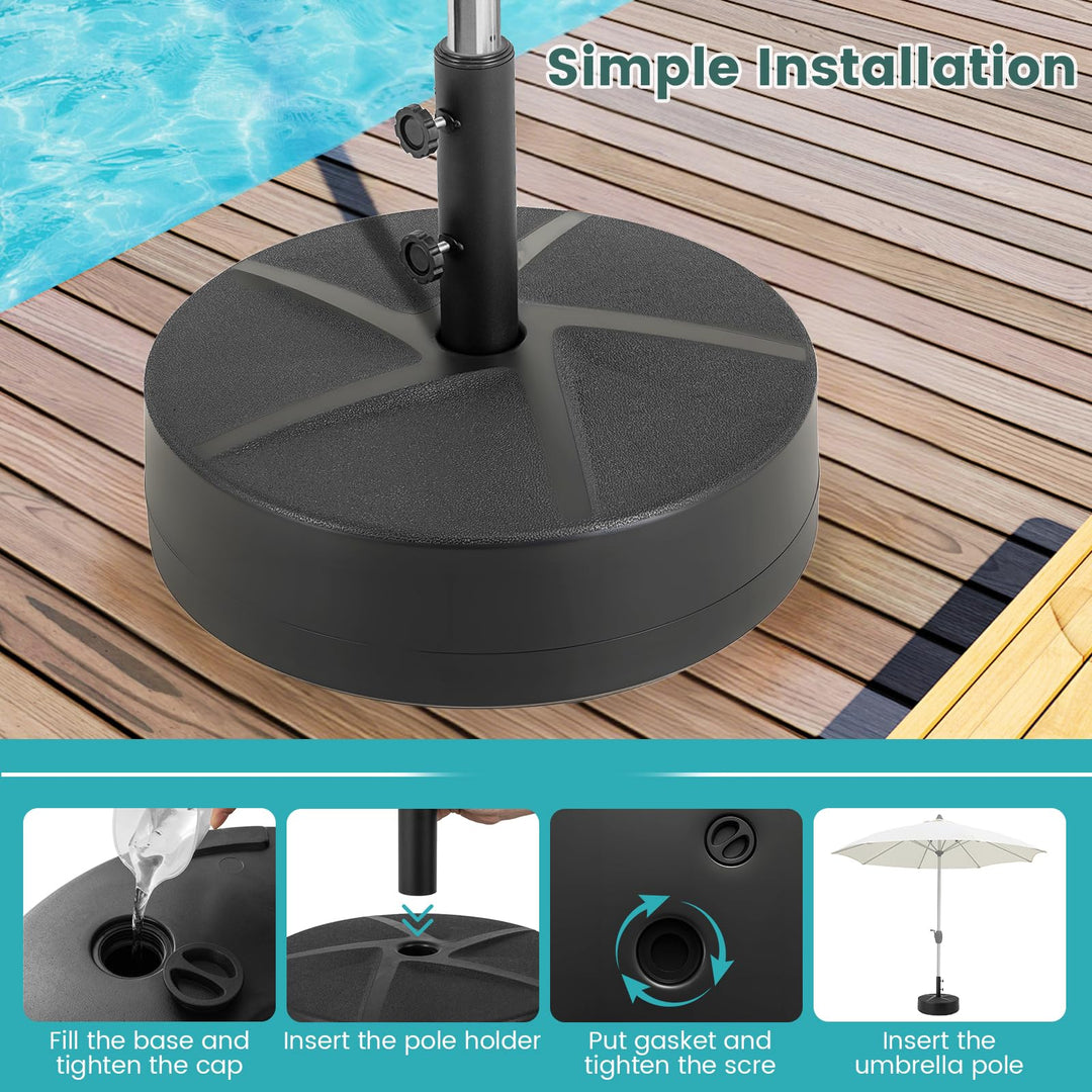 Giantex  88 lbs Fillable Umbrella Stand with 2 Adjustable Knobs &amp; 3 Adapters
