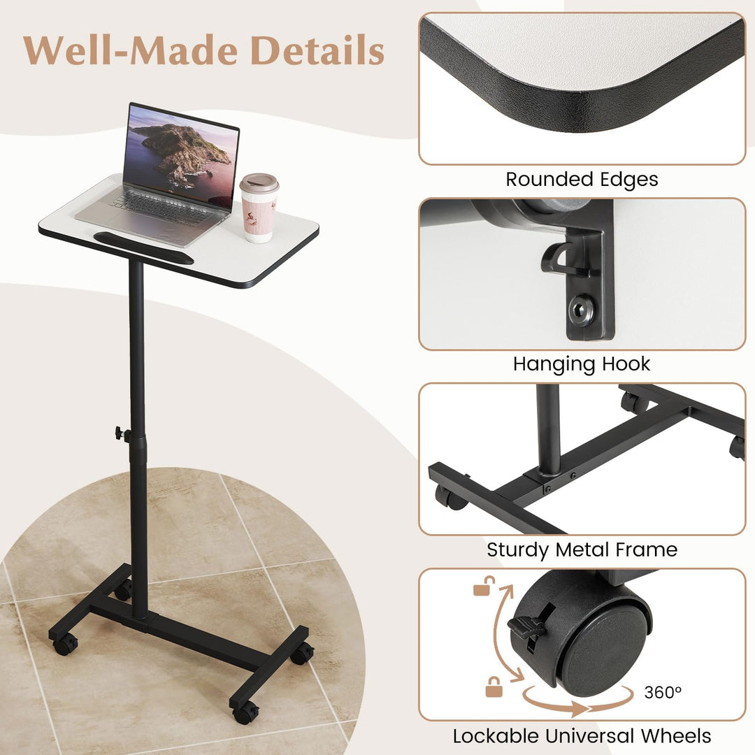 Giantex Overbed Table with Wheels Medical Adjustable Bedside Table