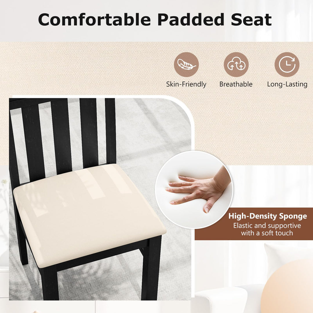 Giantex High Back Dining Room Chairs with Padded Seat &amp; Rubber Wood Frame